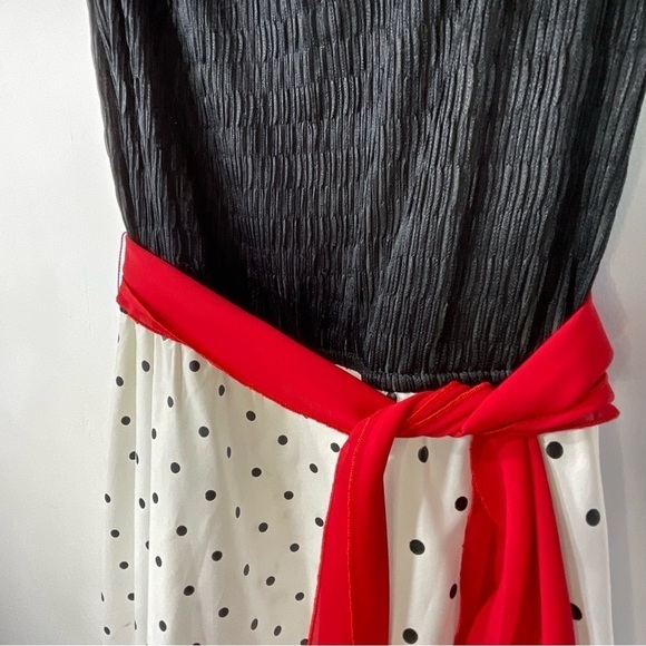 Vintage Nu-Mode Dress Polka Dot Off Shoulder Black White Red 50’s Size S - Picture 5 of 9